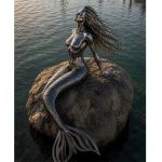Marina Siren contemporary stainless steel mermaid sculpture by FORMA Sculptures, creating a landmark waterfront public art installation for marinas, luxury resorts, yacht clubs, and coastal developments.